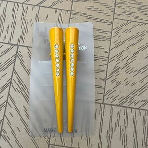 Pastels Clothing Yellow Hair Clips with Rhinestones